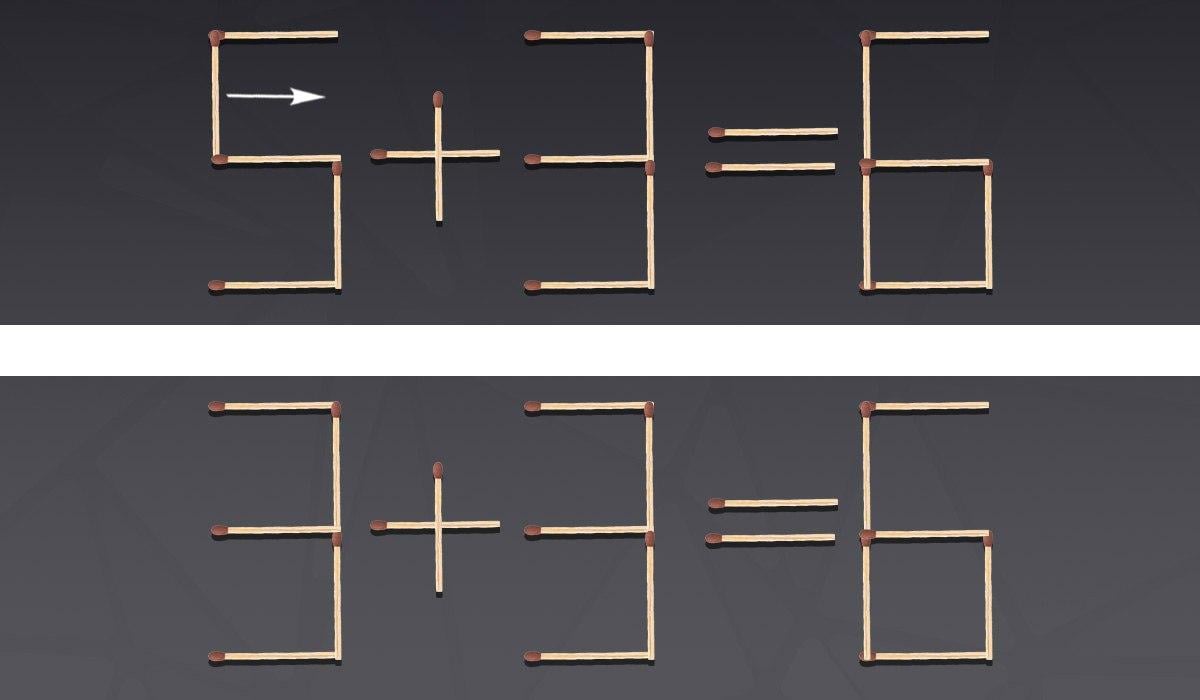 Zeer moeilijke puzzel: je moet slechts één luciferhoutje verplaatsen